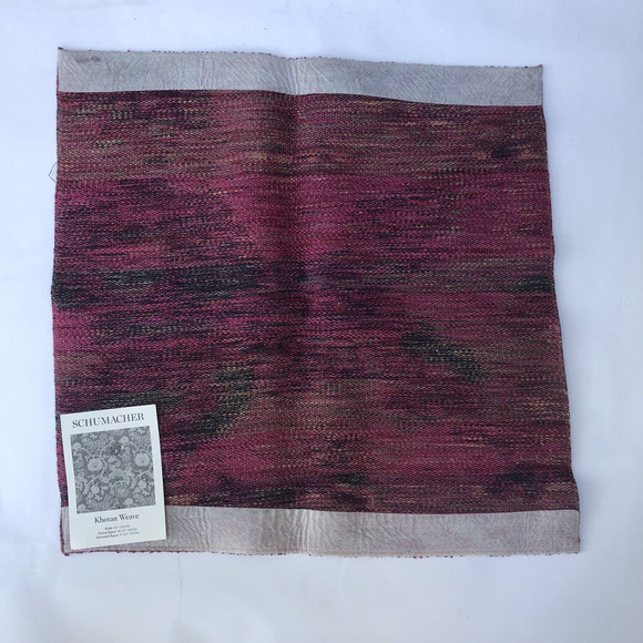 Schumacher KHOTAN WEAVE fabric 16.5" square Aubergine Brown Purple Pink Sample - Picture 6 of 8
